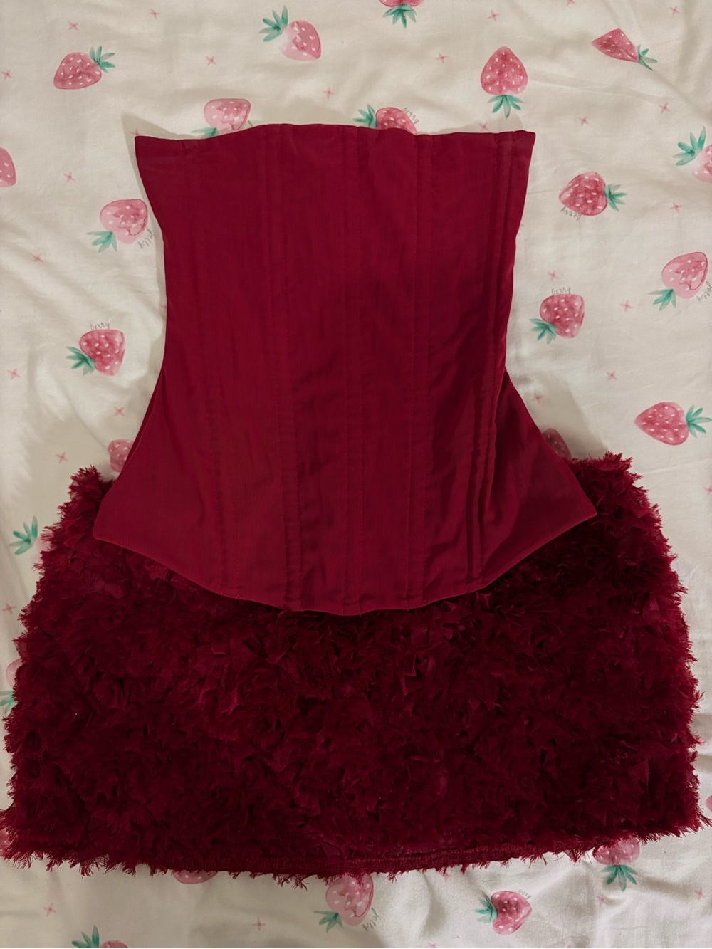 White Fox Tell Me A Secret Bustier and On My Wishlist Mini Skirt in Wine 🍷